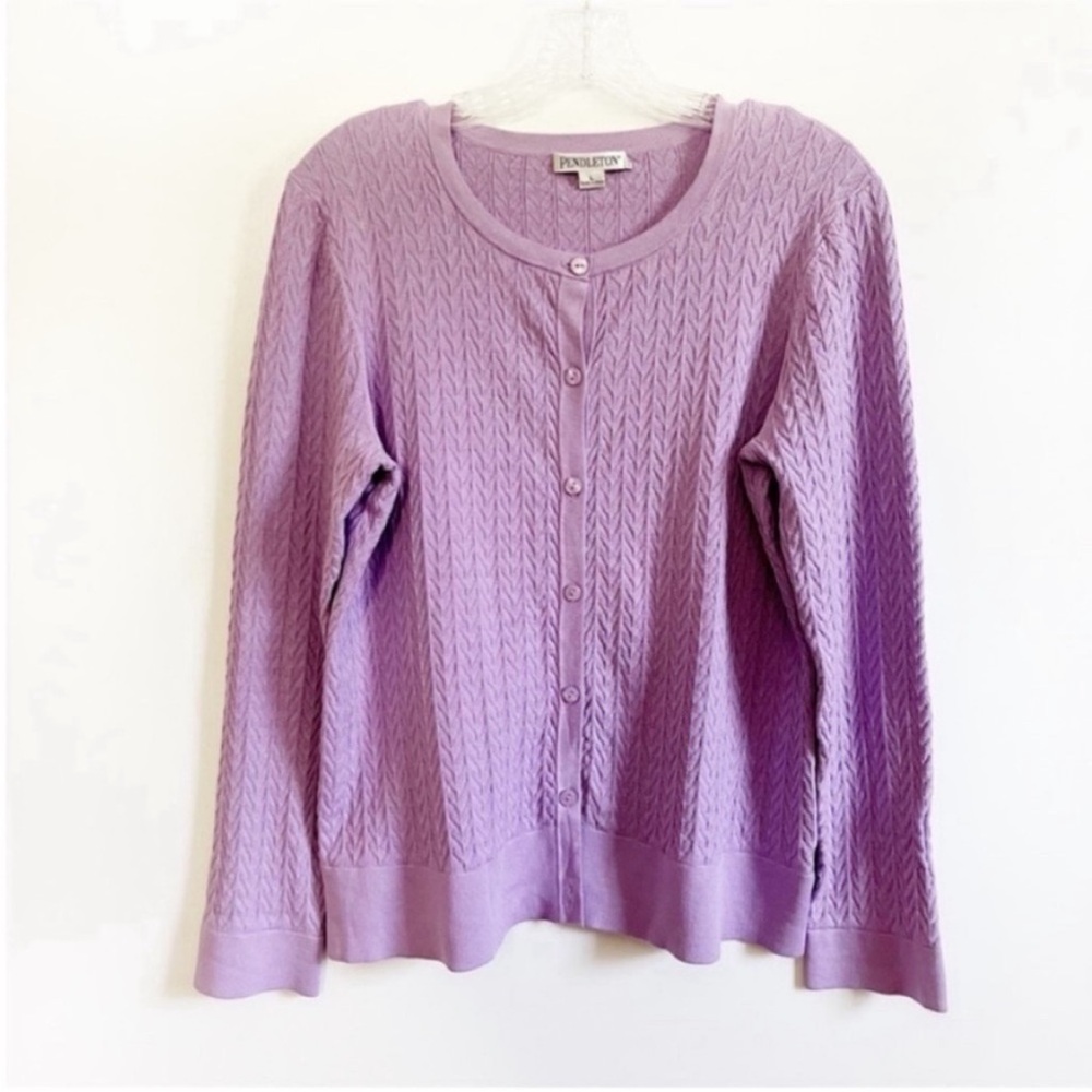 Pendleton cardigan sweater lavender purple chevron knit vintage buttons